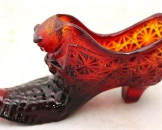 311 - Fenton Red Glass Shoe 6" long
