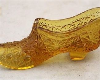 313 - Fenton Amber Glass Shoe 5 1/4" long
