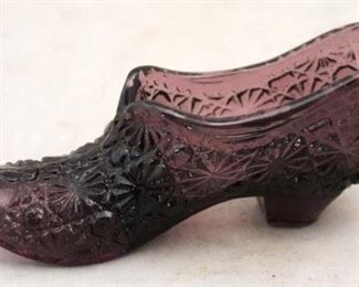 314 - Fenton Purple Glass Shoe 5" long
