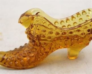 316 - Fenton Amber Glass Shoe 6" long

