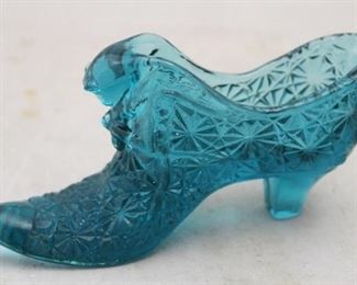 317 - Fenton Blue Glass Shoe 6" long
