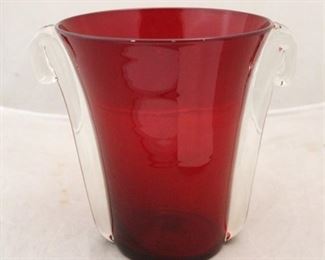 322 - Red/ Clear Glass Vase 7 1/4" tall
