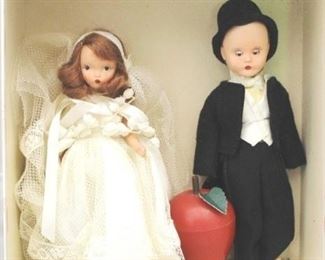 329 - Vintage Bride and Groom Dolls with box
