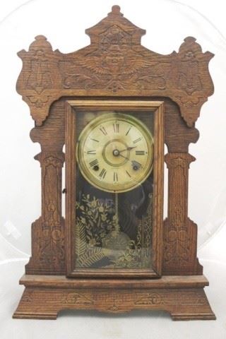 342 - Seth Thomas Wood Mantle Clock 25" X 16"
