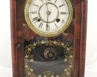 343 - New Haven Wood Mantle Clock 13 1/2" X 12"
