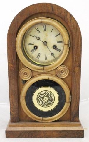 344 - Ingraham Wood Mantle Clock 15 1/2" X 9 1/2"
