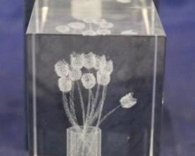 356 - Caser Etched Glass Paperweight 3 1/4 tall
