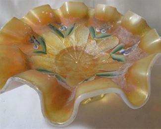 360x - Painted Carnival Opalescent Glass Bowl
