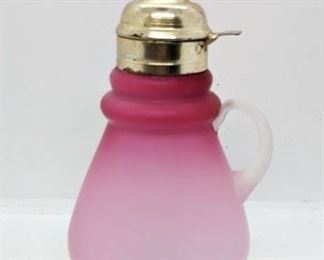 411x - Satin art glass syrup dispenser 7" tall
