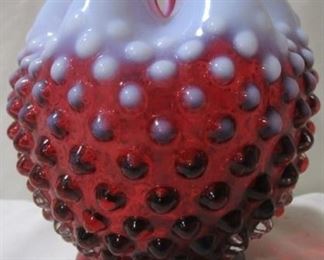 430x - Fenton Cranberry Hobnail Opalescent Vase
