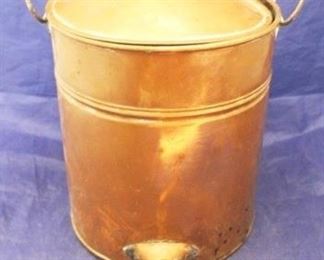 482 - Copper water cooler with spigot, brass trim 10"X 13 1/2"

