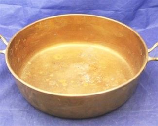 486 - Copper with Brass 2 Handled Pot 12 1/4" round
