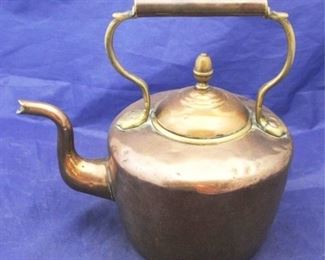 485 - Copper with Brass Teapot 11 1/2"X 11 1/2"
