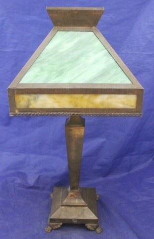 503 - Vintage Stained Glass Lamp As Is- no power cord 22 1/2" tall
