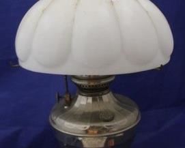 536 - Vintage Electric Oil Lamp with Milk Glass Shade 20" tall
