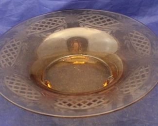 540 - Amber Glass Bowl- 12" round
