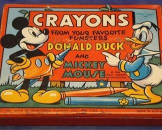 541 - Mickey Mouse/ Donald Duck Metal Crayon Tin 5 1/2"X 13"
