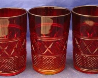 542 - Set of 3 Red Tumblers- 4 1/2" tall
