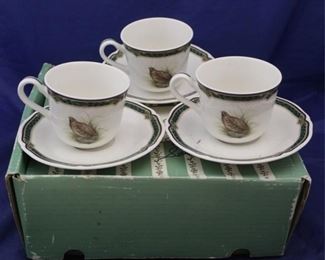 551 - Noritake 3 pc Marshlands cups and saucers w/ box 6 pieces total
