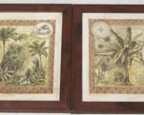 635 - Pair of Framed Map Prints-- 17" X 19"
