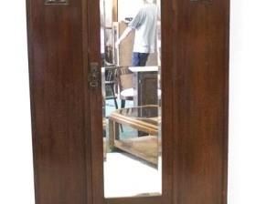 660 - English Carved One Door Wardrobe 77" X 42" X 49 1/2" Mirrored front door