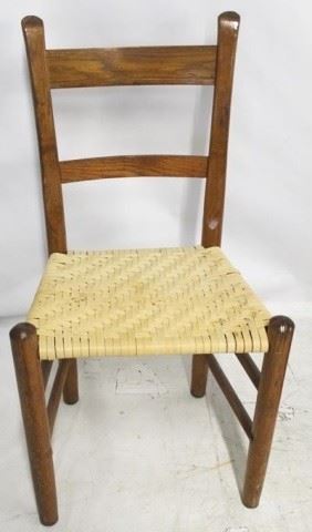 673 - Primitive Woven Seat Chair 34" X 16" X 14"
