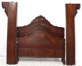 678 - Carved wood full size bed 56 x 56 1/2
