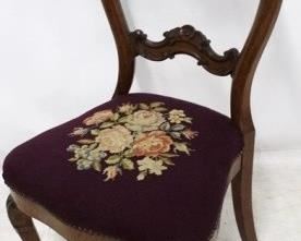 681 - Victorian Carved Walnut Needlepoint Chair 36 x 17 1/2 x 18
