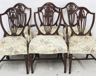 691 - Set of 6 mahogany shield back dining chairs 39 x 26 x 18
