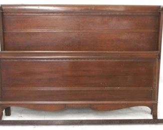 697 - Mahogany full size bed with metal rails
