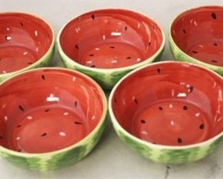 780 - Set of 5 watermelon bowls 5 1/2" round
