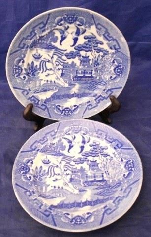 790 - 2 Oriental blue & white plates 7 1/4"
