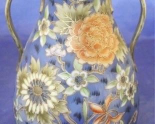 858 - Nippon vase with handles 9 1/2" tall
