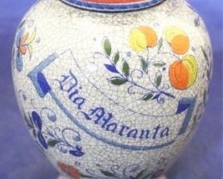 869 - Art pottery apothecary jar 7 1/2" tall
