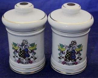877 - Pair ceramic pharmacist containers 5 1/2" tall
