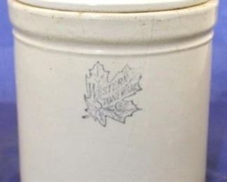 934 - Western Stoneware crock with lid 10" tall
