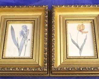 948 - Pair framed floral prints 6 1/2 x 8

