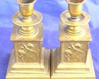 955 - Pair candleholders 6 3/4" tall
