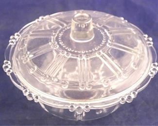 956 - Crystal covered candy dish 7" round
