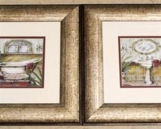 972 - Pair framed prints 14 x 14

