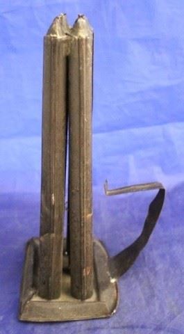 1014 - Vintage metal candle mold 10 1/2" tall

