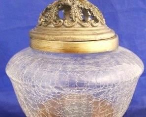 1017 - Crackled glass urn 15" tall
