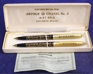 1026 - Arpege Chanel No. 5 14K Gold trimmed pen set

