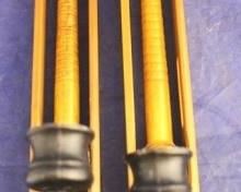 1033 - Vintage weaving loom shuttle candle sconces 16" tall
