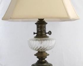1063 - Vintage brass & glass table lamp 28" tall
