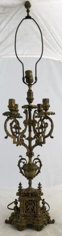 1067 - Vintage ornate brass lamp 40" tall
