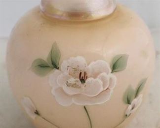 1100 - Fenton hand painted covered jar - signed 7 1/2" tall
