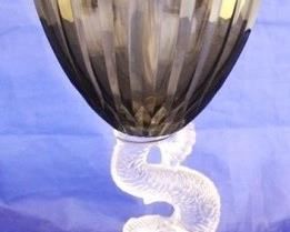 1108 - Chelsea House Dolphin foot glass vase - as is - ch 13" tall
