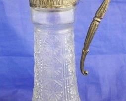 1106 - Cut & pressed glass vintage tankard 12" tall
