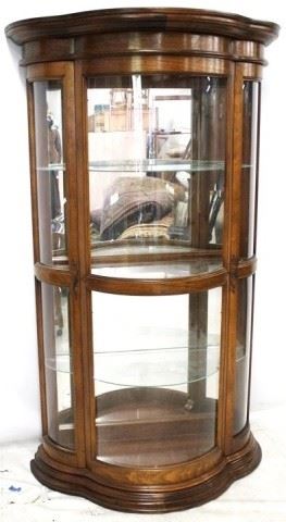 1500 - Curved glass curio cabinet 69 1/2 x 35 1/2
